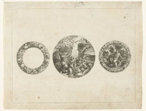 Floral wreath, clock case and medallion
