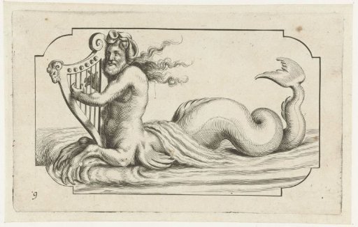 Triton playing a harp