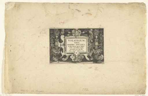 Cartouche with inscription in a frame of scrollwork