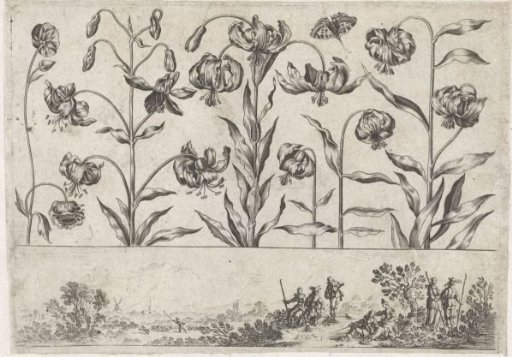 Lilies above a landscape