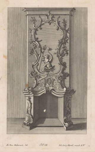 Chimney piece with a putto on a sea creature