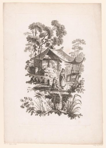 Fishing Woman and Children under a Canopy