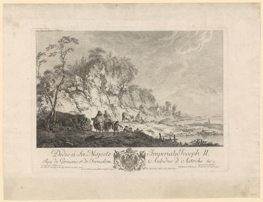 Rocky Landscape with Travelers and Resting Shepherds on a Shore