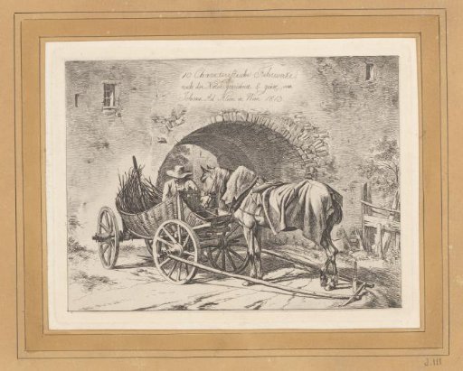 Carriage with horse and resting coachman