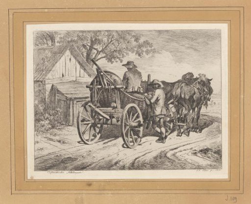 Peasants by a carriage