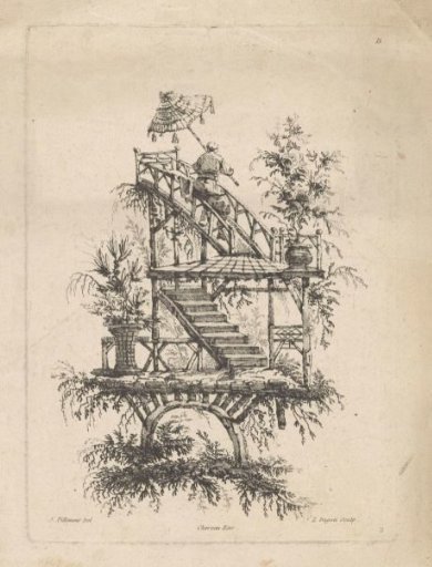 Man with parasol on stairs
