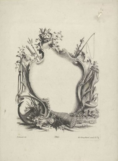 Cartouche with maritime objects