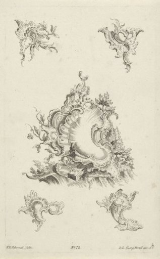 Cartouche with floral and foliate motifs
