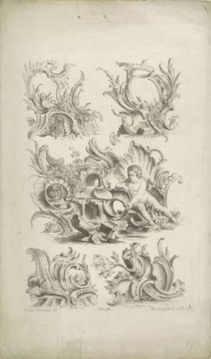 Rocailles with a putto and an animal