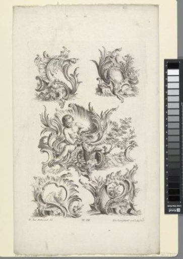 Rocailles with a putto and a wolf