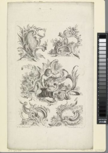 Rocailles with a putto and an owl