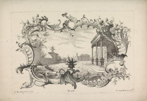 Landscape in a rocaille cartouche