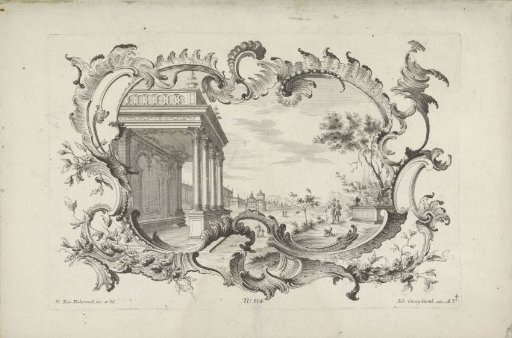 Landscape in a rocaille cartouche