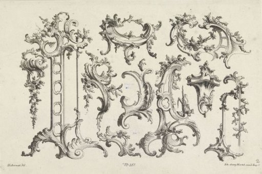 Rocaille ornaments with leaf motifs