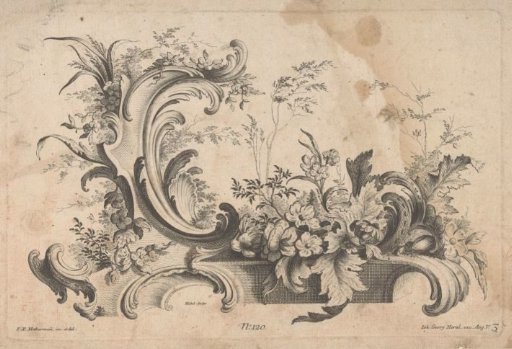 Rocaille ornament with flowers