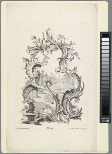 Garden with a fountain in a rocaille frame