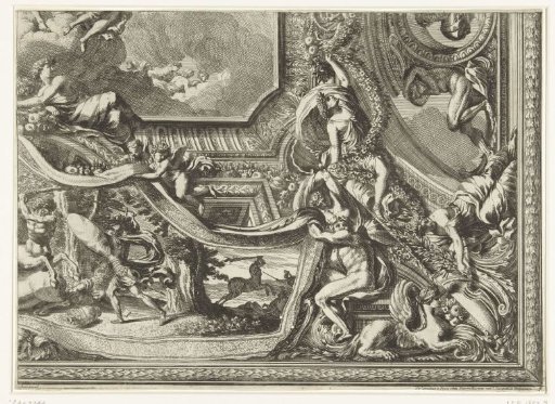 Ceiling with a cartouche in the form of a tapestry