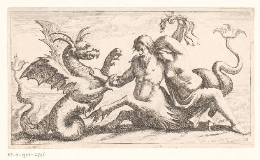 Triton Fighting a Sea Monster with a Woman