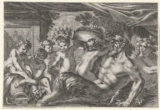 Bacchant, satyr and children