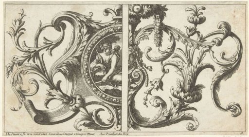 Left panel with medallion, right panel with mask