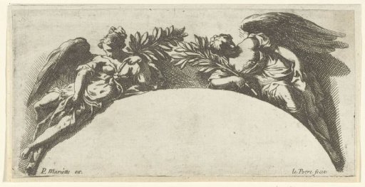 Arch decoration with two winged figures of victory