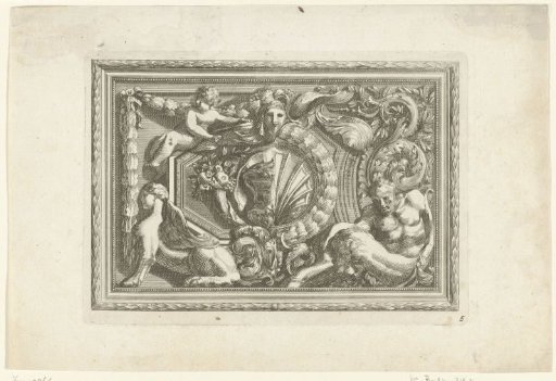 Rectangular frame with panel and laurel wreath