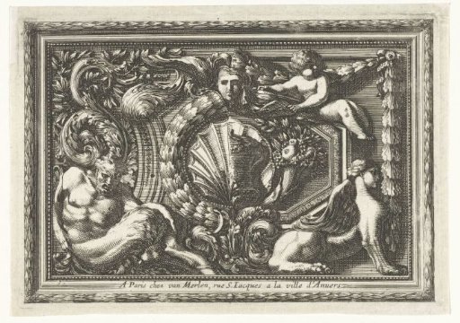 Panel with shell or vase