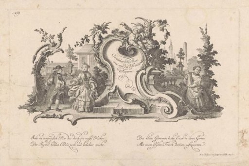 Cartouche with three figures