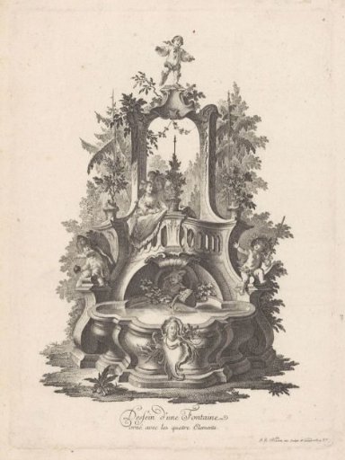 Fountain with a loving couple