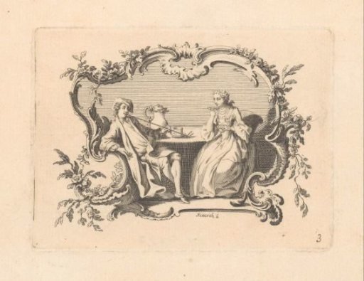 Man Smoking a Pipe and Woman Drinking Tea