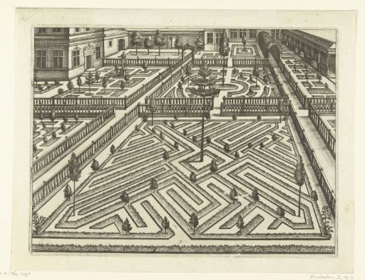 Garden with Various Parterres, Surrounded by Balustrades