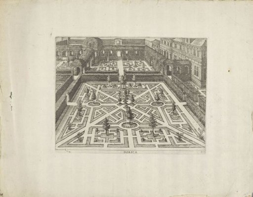 Garden with a Central Parterre and Diagonal Paths