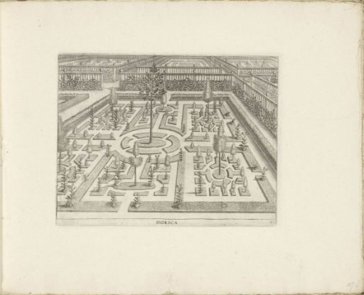Garden with a Central Parterre Comprising Six Compartments