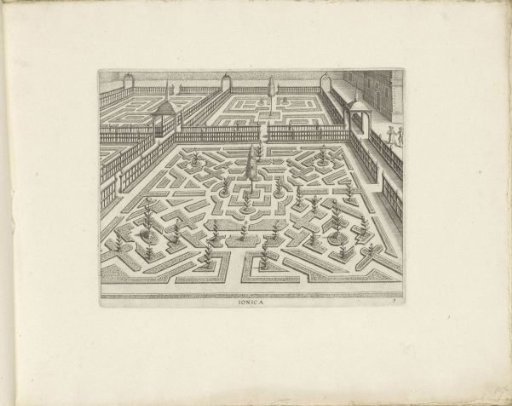 Garden with a Parterre with Square Compartments in the Diagonals