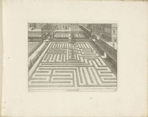 Garden with a rectangular parterre and a tree