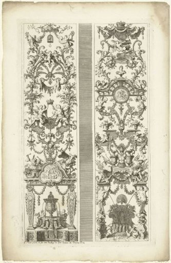 Two panels with modern grotesques