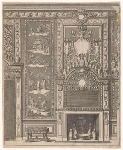 Chimneypiece for a wall with lacquerwork