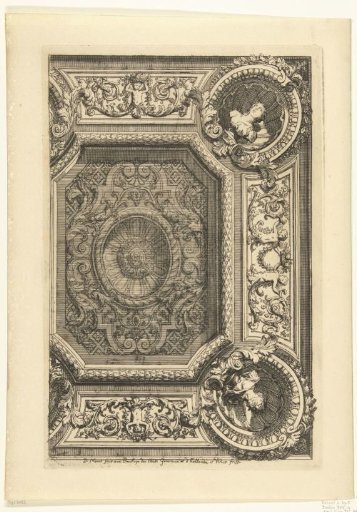 Ceiling with recessed rectangle and busts