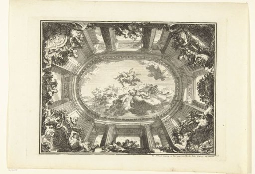 Trompe-l'oeil ceiling with mythological representation