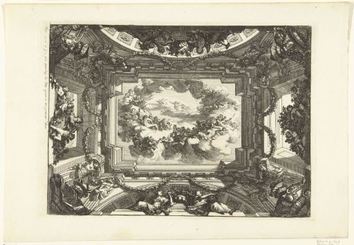 Trompe-l'oeil ceiling with mythological representation