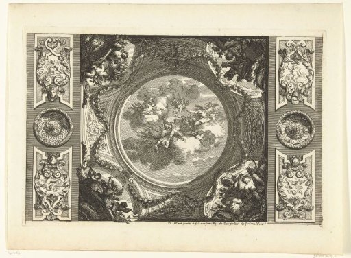 Square ceiling with Hercules and Minerva
