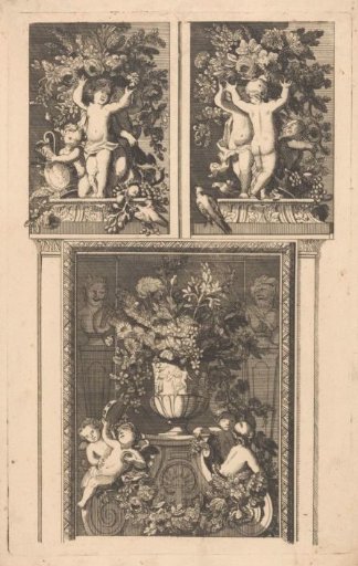 Two dessus-de-portes and a fireplace surround