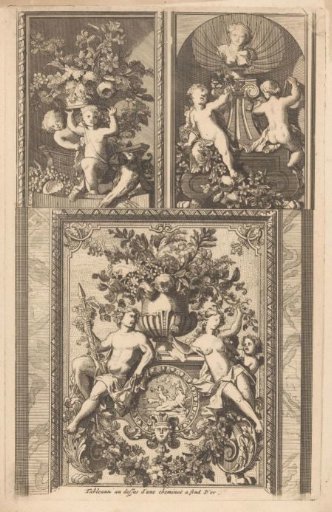 Two dessus-de-portes and a fireplace surround