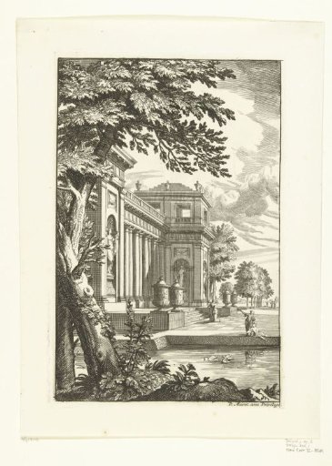 Facade of palace with pond