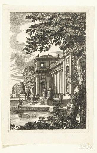 Facade of palace with pond
