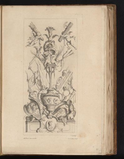 Trophy with vase and putti