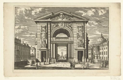 City gate in the form of a triumphal arch with three passages