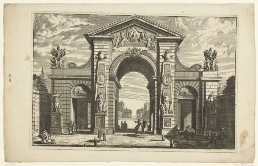City gate in the form of a triumphal arch with three passages