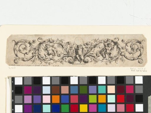 Two leaf scrolls with amorini