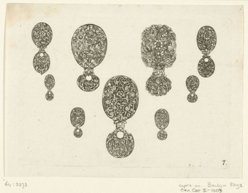 Nine ornaments with vines and flowers